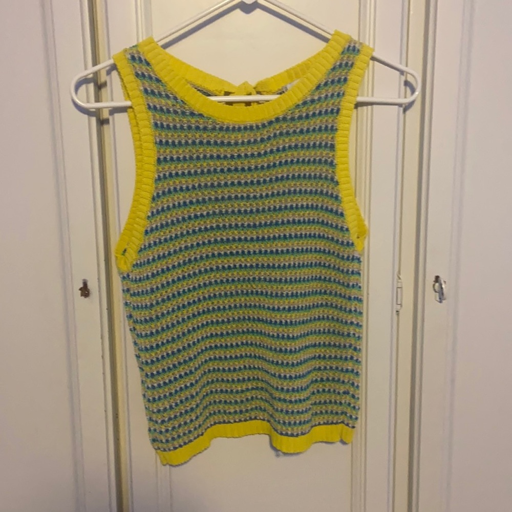Green, yellow, blue knitted top